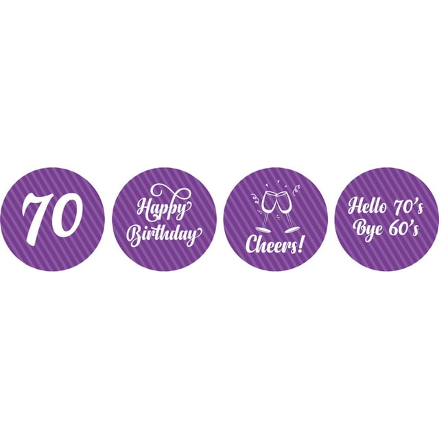 Darling Souvenir chocolate Labels DIY 190 Pcs Cheers 70th Birthday Theme Stickers-Purple