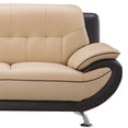 thumbnail image 2 of Benjara BM319236 67 in. Diana 2 Tone Brown & Beige Genuine Leather Chrome Pillow Arms Loveseat, 2 of 6