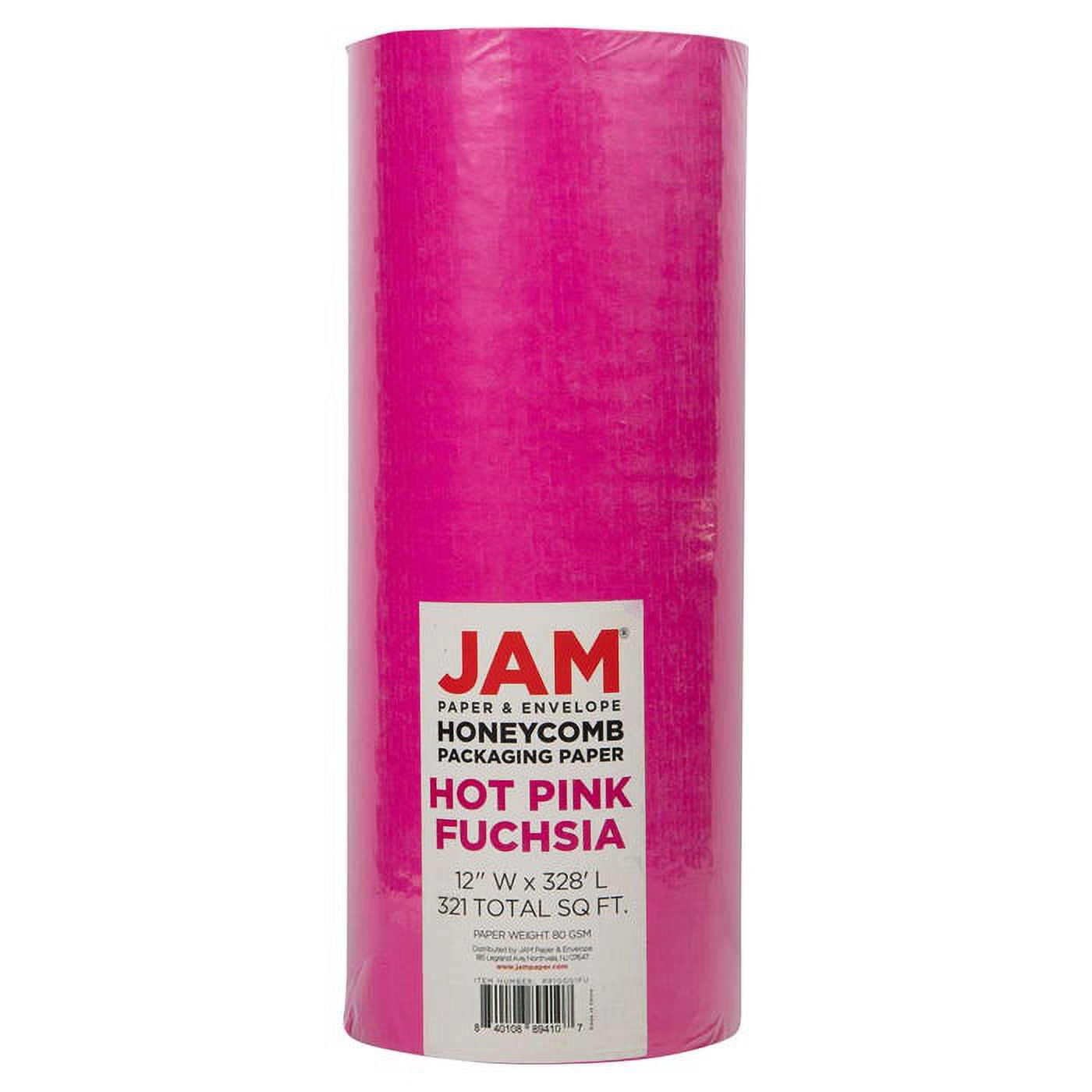 JAM Paper Honeycomb Packing Paper Roll, 322.5 sq ft, 80 GSM, Fuchsia Pink, 1/Pack