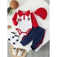 thumbnail image 3 of WIBACKER 100% Cotton 4-Piece Newborn Boys Basketball Outfits Infant Bodysuit Tops, Hat, Socks and Pants Baby Layette Gift Set, 3 of 9