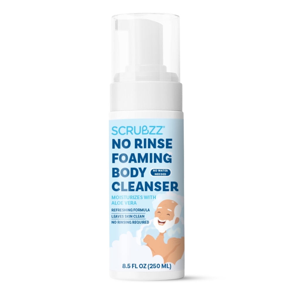 Scrubzz No Rinse Body Wash for Elderly, Rinse Free Cleansing Foam, Waterless Foaming Cleanser for Men and Women, Great for Camping, Gym and Post Workout, Hospital Stays and Post Surgery - 1 Pack