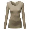 thumbnail image 3 of Emmalise Women's Basic Athletic Fit Tshirt Long Sleeves Round Crew Neck Tee (3Pk White, Taupe, Dark Rust, Small), 3 of 4