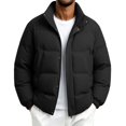thumbnail image 2 of MYAOYI Mens Quilted Puffer Coat Stand Collar Snap Button Winter Outerwear, 2 of 6