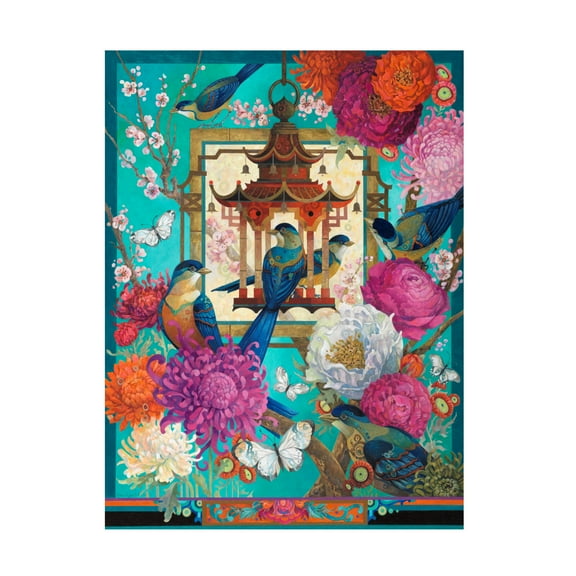 Canvas Wall Art - David Galchutt 'The Asiatic Garden' Wall Art for Living Room, Bedroom, or Office Décor by Trademark Fine Art - 14 x 19 Inches