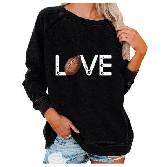 Babysbule Womens Hoodless Sweatshirt Fashion Women Print Sleeve Comfortable Breathable Round-Neck Sweatshirt