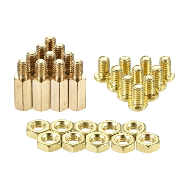 Unique Bargains Hexagonal Laiton Entretoise Mâle-Femelle Vis Écrou Kit 20 Ensembles 12mm + 6mm