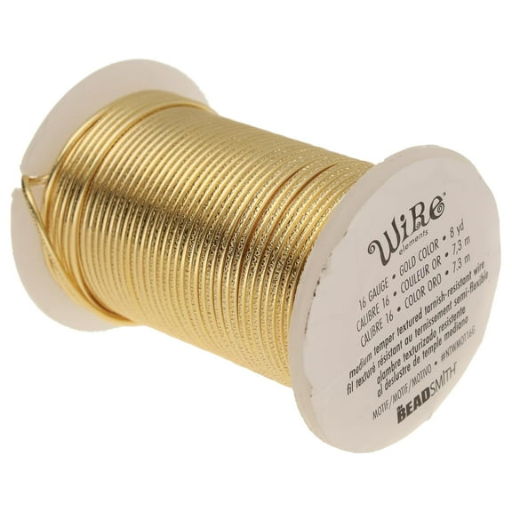 The Beadsmith Textured Motif Wire – Wire Elements – Gold Color, 16-Gauge, 8 Yards (731.5 cm), Half-Round Medium Temper Semi-Flexible Wire for Jewelry Making and Crafting