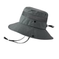 thumbnail image 2 of WEIGFI Child Boys Girls Sun Hat Bucket Cap With Mesh Adjustable Chin Strap Outdoor Daily Summer Casual Wear Lightweight Breathable Fishing Cute Beach Caps,Dark Gray, 2 of 5