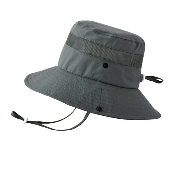 Hjtefg Kids Sun Hat - Adjustable Fisherman Cap for Boys & Girls, Lightweight Breathable Wide Brim Hat for Outdoor Play and Casual Wear, Comfortable Kids' Headwear,Color: 1-Dark Gray Size: 4-10 Years