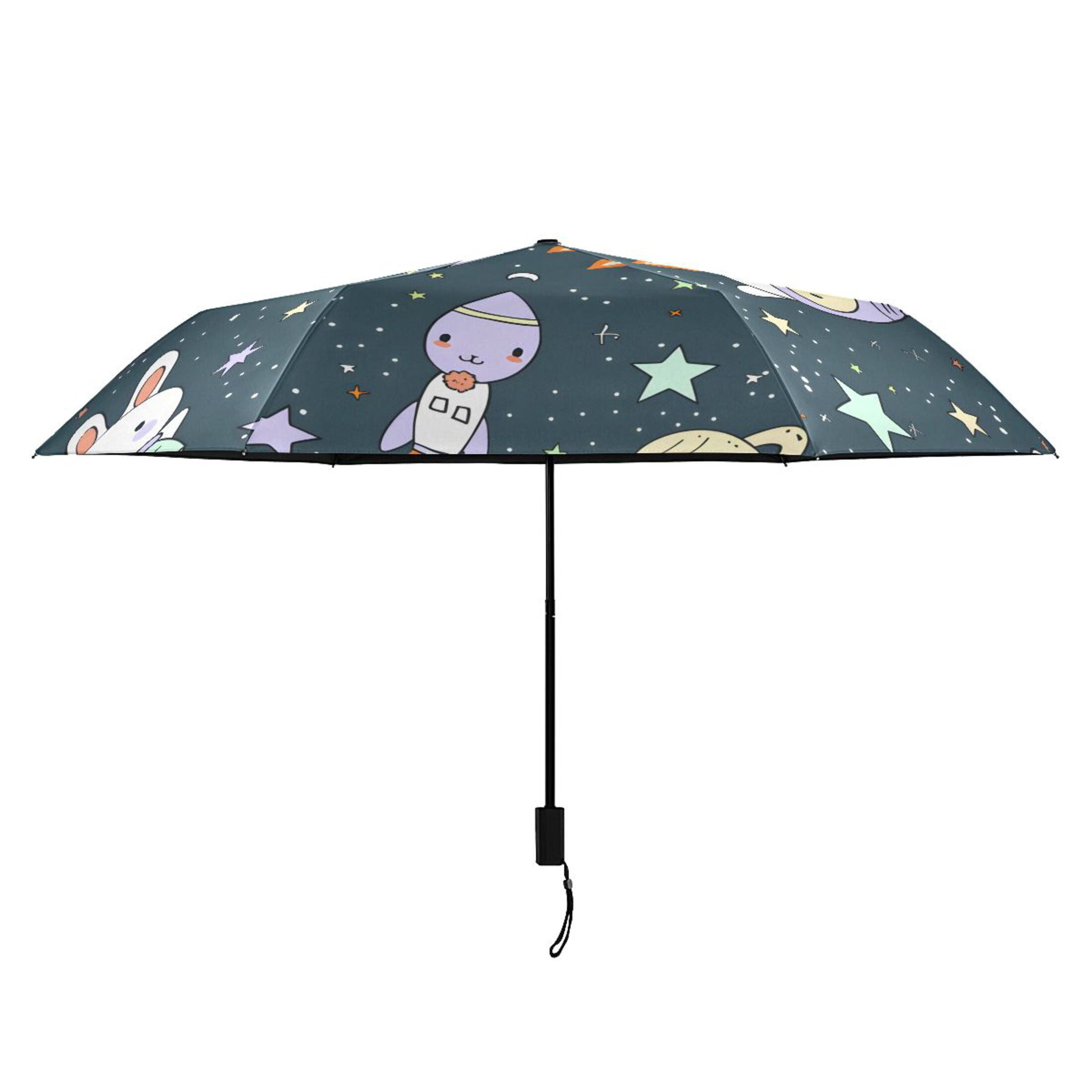 Cartoon Rabbit Star Planet Compact Sun Umbrella Windproof Travel Umbrellas for Rain Strong Portable UV Protection