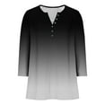 thumbnail image 2 of ZUKMRJPC Women's Casual 3/4 Sleeve T Shirts Gradient Color Button V Neck Tunic Shirts Loose Fit Comfortable Cotton Basic Tee Tops, 2 of 9