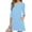 Light blue, variant on Women's Round Casual Dress Neck 3/4 Sleeves A-line Tshirt Dress with Pocket,US Size,2XL,Black