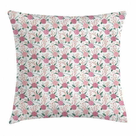 Romantic Rose Bouquet Box Floral Throw Pillow Cushion Cover, Soft Toned Carnation Leaves Romantic Botanical Bouquets Blooms, Decorative Square Accent Pillow Case, 16 X 16 Inches, Jade Green Dried Rose Peach, by Ambesonne ()