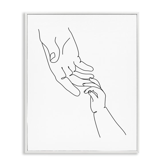 Stupell Industries Scandinavian Baby Hands Reaching Minimal Line Drawing White Framed Giclee Art, 11 x 14, by JJ Design House LLC