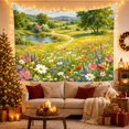 thumbnail image 3 of Wildflower Meadow Landscape Painting Calming Rustic for Nature Lovers Botanical Wall Art Housewarming Gift Tapestry Wall Hanging for Living Room Bedroom and Dorm, 3 of 7