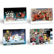 Firetruck & Crew Christmas Card - Firefighter Christmas Cards -18 Cards & Envelopes