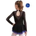 thumbnail image 2 of TiaoBug Kids Girls Figure Ice Skating Dress Long Sleeve Chiffon Tutu Skirt Leotard Ballet Dance Practice Outfit Royal Blue 12, 2 of 5