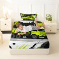 thumbnail image 4 of Manfei Recycling Truck Pattern Twin Sheets,Cartoon Car Print Bedding,Green,3pcs,1 Fitted Sheet and 1 Pillowcase, 4 of 6