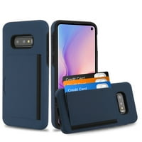 Samsung Galaxy S10e (5.8") Wallet Phone Case Ultra Protective Cover with 3 Cedit Card ID Holder Slot [Slim] Heavy Duty Shockproof Hybrid Hard PC + TPU Armor NAVY Case for Samsung Galaxy S10E / S10 e