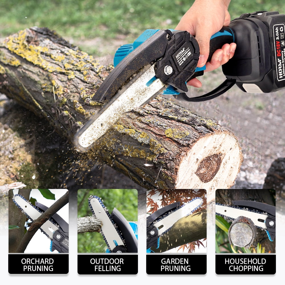 Hormy Mini Chainsaw Cordless 6 Inch with 2 Battery, Mini Power Chain Saw with Security Switch Handheld Small Chainsaw for Tree Trimming Wood Cutting