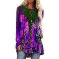 thumbnail image 1 of LUXUR Blouse Chemise à Manches Longues pour Femme Col Ras du Cou Tunique Décontractée Hauts Chandail à Blocs de Couleur Teinture sur Nœuds 4 TG, 1 of 2