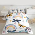 thumbnail image 2 of Homewish Kawaii Flying Dragonfly 2pcs Bedding Comforter Set For Preppy Children Kids,Cartoon Gradient Rainbow Twin Comforter Sets,Dreamy Princess Breathable Bedding Set, 2 of 8