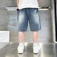 thumbnail image 6 of UACY Ripped Jean Shorts for Boys Casual Summer Kids Clothes Jorts Straight Leg Loose Athletic Shorty with Pockets Y2K Streetwear (Blue, 11-13 Years), 6 of 9