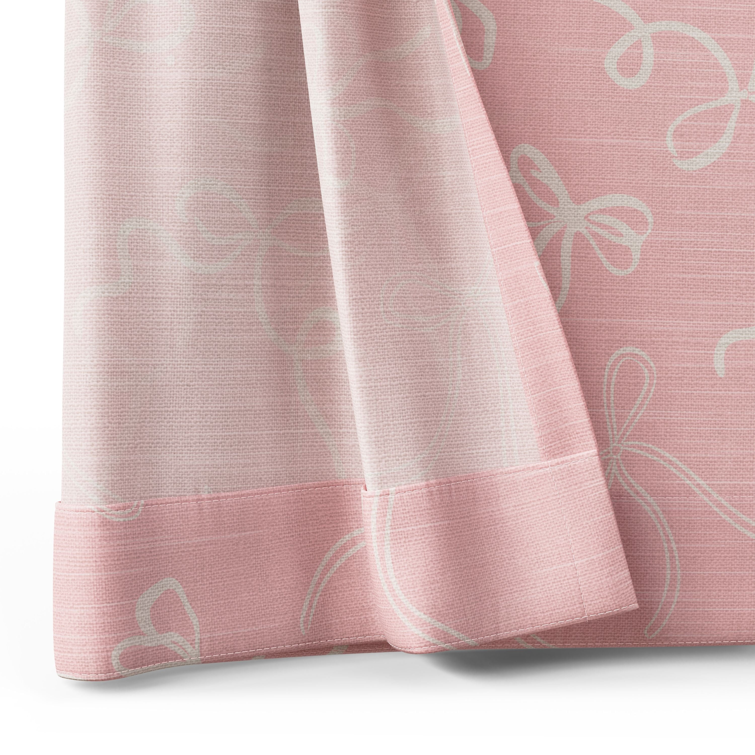 Mainstays Kids Soft Pink Ribbon Light Filtering Grommet Single Curtain Panel, 38" W x 63" L