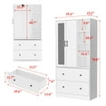 thumbnail image 3 of Wiawg Armoire Penderie à 2 Portes, Rangement de Garde-Robe Miroir avec Tiroirs et Étagères, Blanc, 3 of 9