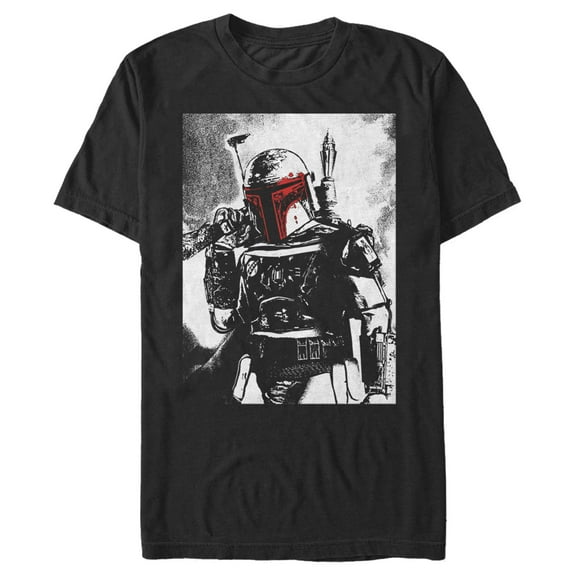 Men's Star Wars Boba Fett pop of red  Graphic Tee Black 2X Large
