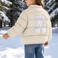 thumbnail image 7 of Kids' Stand Collar Zip Puffer Jacket, Bear Applique On the Back and Padded Warm Construction, Side Pockets, Kids Winter Outerwear, 1‑8 Years, Toddler Jacket Beige 7-8 Years, 7 of 7