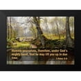 thumbnail image 2 of ArtsyQuotes 24x18 Black Modern Framed Museum Art Print Titled - Bible Verse Quote 1 Peter 5:6, Peder Mork Monsted - A Tranquil Pond, 2 of 5