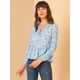 thumbnail image 2 of Allegra K Blusas con cuello en V y estampado floral Ditsy para mujer, dobladillo con volantes, cuello con lazo, gasa, peplum, tops Azul claro S, 2 of 6