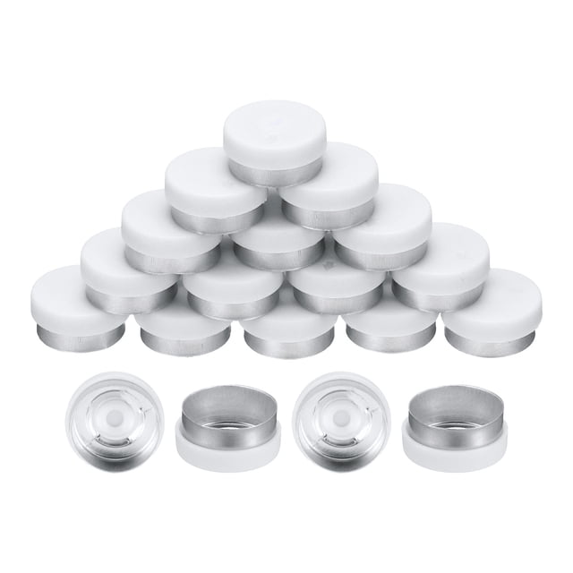 Uxcell Tapas de Flip Off de 13 mm 100PCS Sellos Sin Rebabas Tapas de Flip Off para Frascos de Vidrio Botellas Liofilizadas, Blanco/Plata