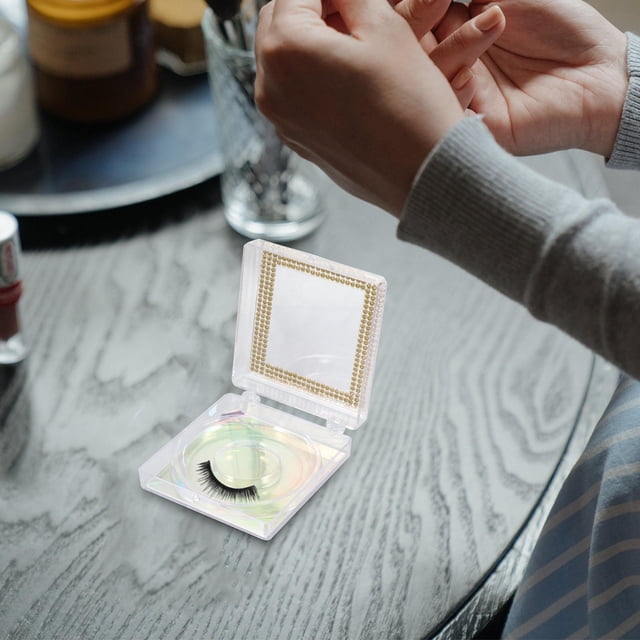unbranded 6Ud Estuche Plateado Para Pestañas Postizas Caja Plástica Organizadora Con Tapa Transparente Y