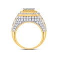 thumbnail image 4 of FB Jewels 14kt Yellow Gold Mens Round Diamond Ribbed Square Cluster Ring 5 Cttw, 4 of 4