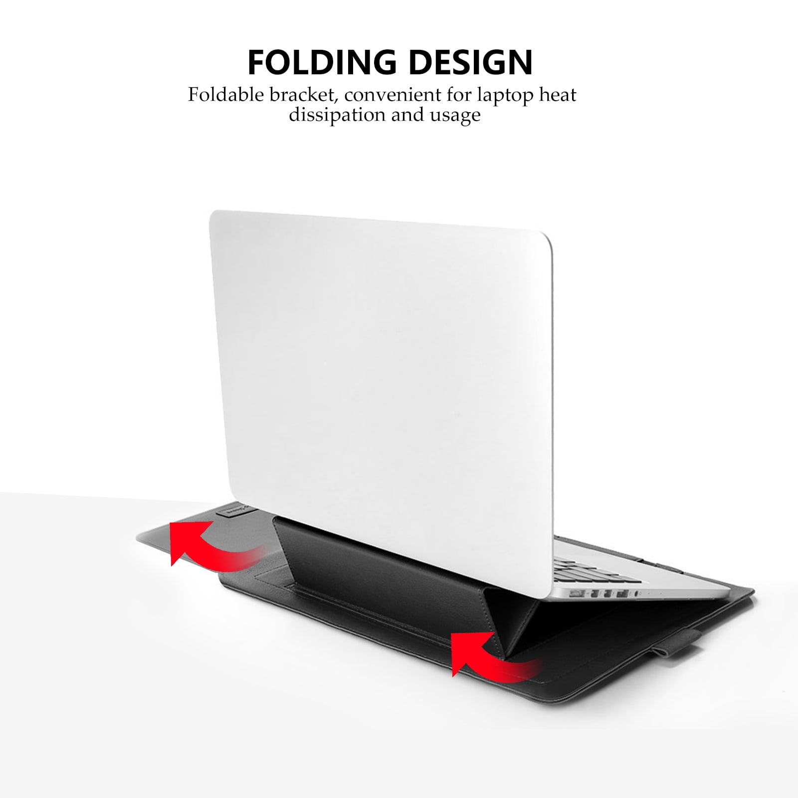MERRYHAPY Black Laptop Sleeve with Stand, TPU Protective Case, Portable Cover for Travel and Everyday Use