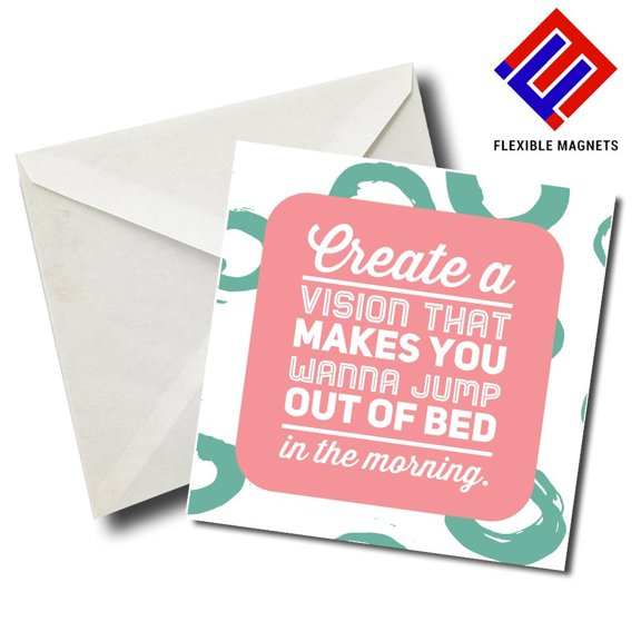 Create a Vision That Makes You Wanna Jump Out Of Bed In The Morning Inspirational Quote Magnet for refrigerator. Great Gift! By Flexible Magnets