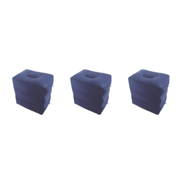 pitrice Convenient Inflatable Foot Rest 3 Layers Foot Stool Foot Rest Pillow for Traveling Deep Blue 40 x 30 x 43cm 3Set
