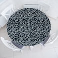 thumbnail image 3 of Ambesonne Nautical Blue Fitted Round Tablecloth, Marine Entangled, 45"- 56" Diameter, Dark Petrol Blue Ivory, 3 of 5