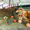 thumbnail image 6 of HAHUT 1 Pack Fall Harvest Scarecrow Decorations - 21.65" Standing Thanksgiving Scarecrows with Sunflowers and Bow for Autumn, Halloween, Garden, Yard, Porch Decor (Green), 6 of 7