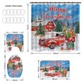 thumbnail image 2 of 4 Pcs Christmas Shower Curtain Sets with Rugs Red Truck with Xmas Tree Snowmen Farmhouse Shower Curtain Waterproof Bathroom Set with Hooks Toilet Lid Cover Bath Mat, 2 of 7