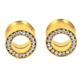 thumbnail image 3 of 24k Gold Plated Double Flared Screw-on Plugs/Gauges/Tunnels with Clear CZ 4G (5MM) 2 Pieces (1 Pair) (A/22), 3 of 3