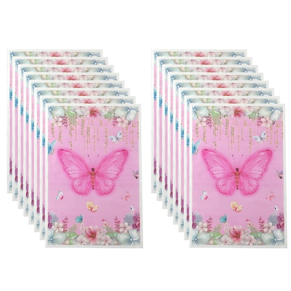 50Pcs 9.8 x 6.5 Inch Butterfly Treat Bags Pink Goodie Bags Colorful Rectangle Paper Handle Aesthetic Small Wrap Present Pouches Accessories