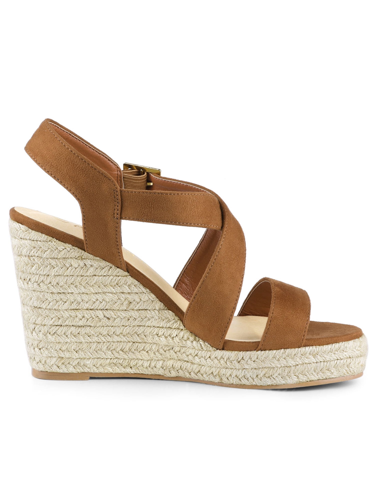 DARING DIVA Women's Stylish Espadrilles Platform Slingback Wedges Sandals Brown 9