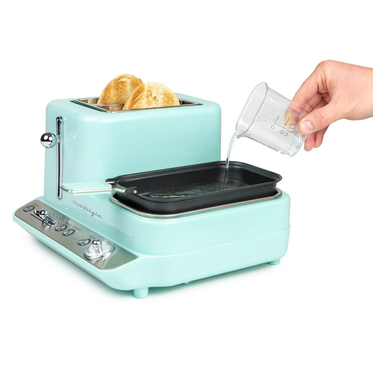 Nostalgia Retro 3-in-1 Family Size Electric Breakfast Station, Coffeemaker, Griddle, Toaster Oven, Aqua Color: Yellow NBST3YW6A
