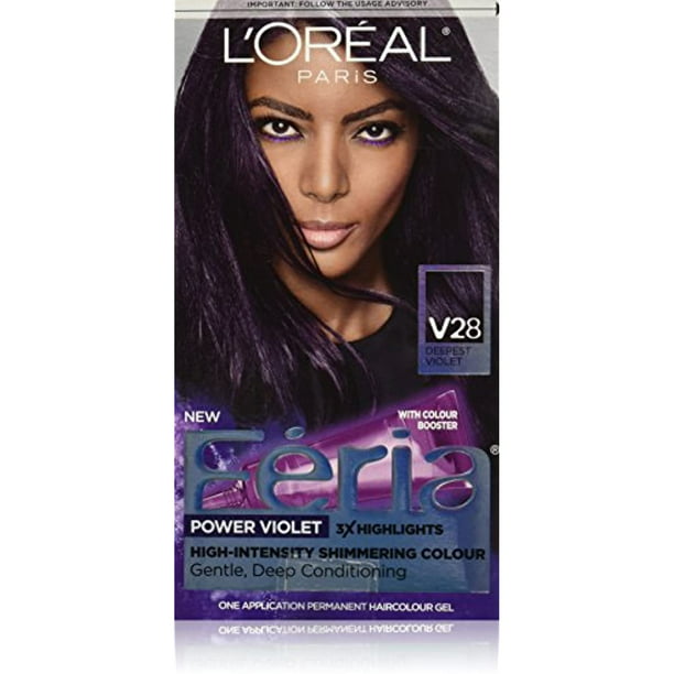 Loreal Paris Feria Multi-Faceted Shimmering Permanent Hair Color Hair Dye,  V28 Midnight Violet (Deepest Violet) 
