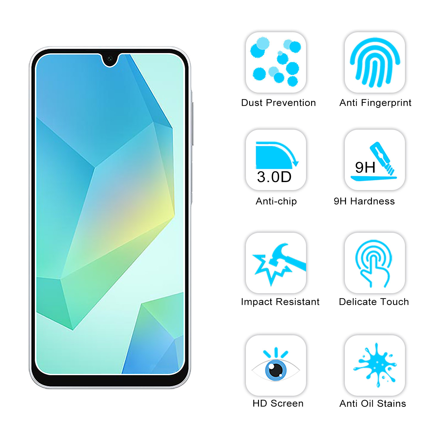 KIQ Tempered Glass Screen Protector for Samsung Galaxy A16 5G, 3-Pack photo 5
