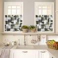 thumbnail image 4 of Retro Splicing Modern Art Kitchen Curtains and Valances Set, Green Gray Watercolor Rod Pocket Window Valance 18 Inch Window Curtain Panels for Living Room Bedroom Laundry, 27.5x24in, 3 Pieces, 4 of 7