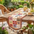 thumbnail image 7 of Feledorashia Table Runner, Floral Table Runner, Vintage Patchwork Linen Table Runner with Multicolor Tassels for Dining Room Sideboard Decor, Thick High-Density Woven Fabric with Matte Texture, 7 of 7